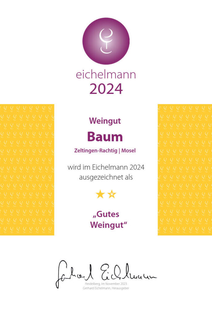 Weinführer Eichelmann - Urkunde für 2024